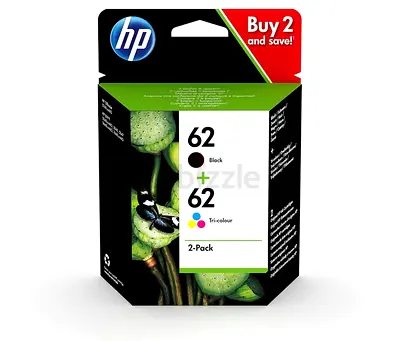 🖨️ HP 62 Ink Cartridges – 2-Pack Deal! 🖤🌈  Get high-quality printing with the HP 62 Black + Tri-C