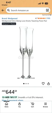 Wedgwood Vera $%&! Set of 2 Champagne Flutes - Love Knots