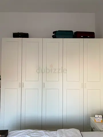 Large White Built-in Wardrobe / Closet - 6 Doors, Good Condition from Ikea.