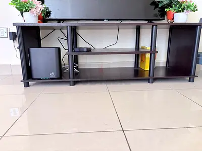 Simple dark wood TV stand / entertainment unit - good condition