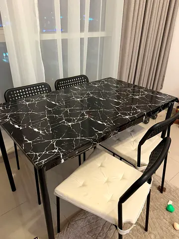 IKEA Dining Table Set with 4 Chairs & Cushions