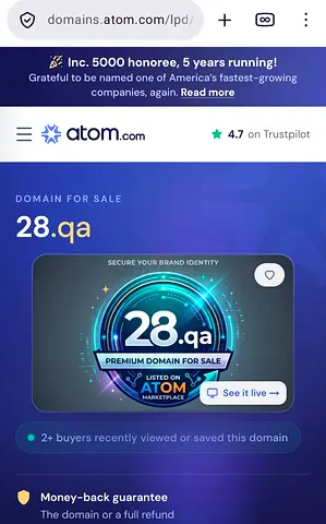 Domain for Sale: 28.qa — Premium Domain (listed on Atom.com) Only for Qatar residentes or companies