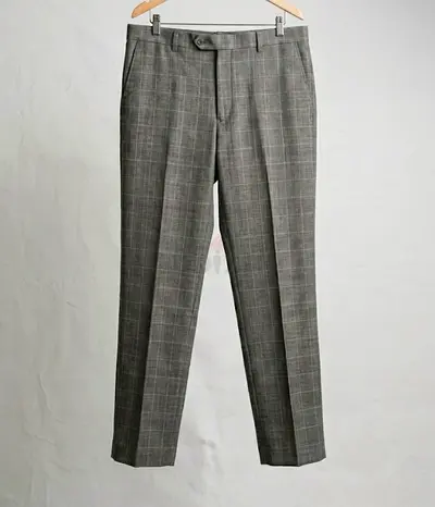 Grey Checked Men’s Dress Trousers - Slim Fit