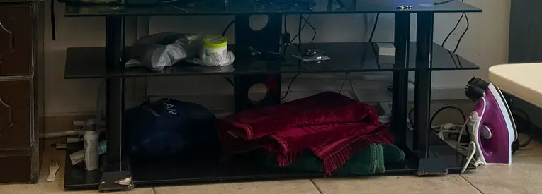 Glass TV Stand with Shelves - Black, Good Condition