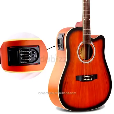 MegArya 41 Inch Semi Acoustic Guitar with Built-in 4-Band EQ & Pickup, Full Size Cutaway EQ Guitar