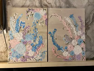 2 HAND MADE TEXTURE ART ON CANVAS