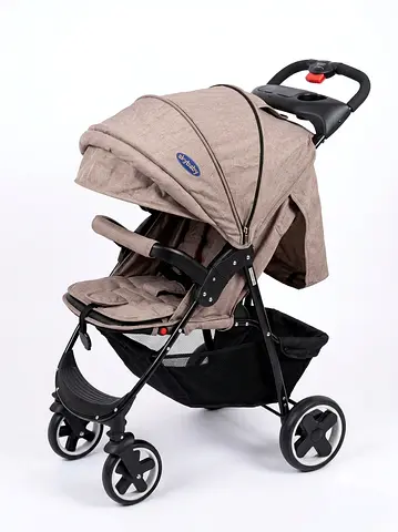 Lightweight Beige Baby Stroller - Compact, Good Condition