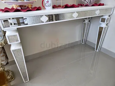 White Mirrored Console Table with Mirror set - Elegant Entryway Console