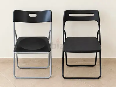 Set of 2 Black Folding Plastic Chairs — Lightweight and Sturdy