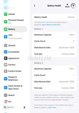 iPhone (dual batteries) — Nee opened - Battery Health 100% — Excellent Condition unwanted gift