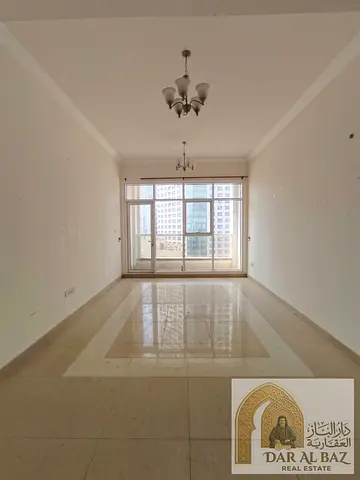 Two-bedroom apartment with a living room in Al Majaz, Sharjah; includes free parking and a great vi