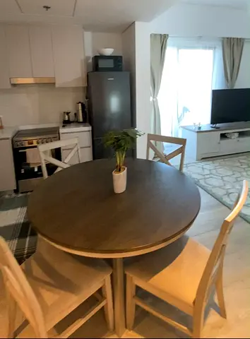 Round Wooden Dining Table with 4 Chairs - Excellent Condition