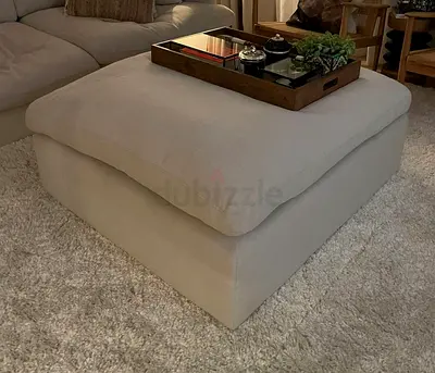Beige Upholstered Ottoman / Footstool - 114 x 52 cm