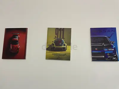 Set of 3 Car-Themed Wall Plaques (Porsche 911, Nissan GT-R and Sports Car)