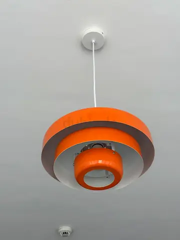 Pair of orange tiered pendant ceiling lamps, 40 cm
