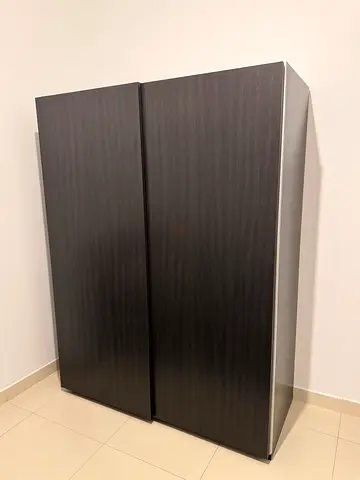 IKEA PAX Sliding Door Wardrobe, 150 cm, Black-Brown, Shelves and Mesh Baskets, Dubai Creek Harbour