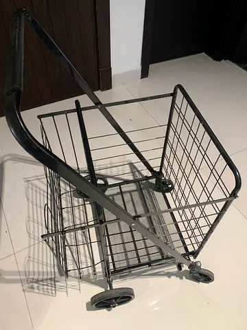 Foldable Laundry/Shopping Trolley with Wire Basket - Good Condition