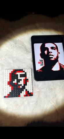 Handmade pixel art mosaic tile (LEGO-style) - Drake 'Take Care' portrait