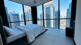 Furnished Full glass Master Room/near metro/higher floor/Lake n emirates Hills view/cluster V,JLT