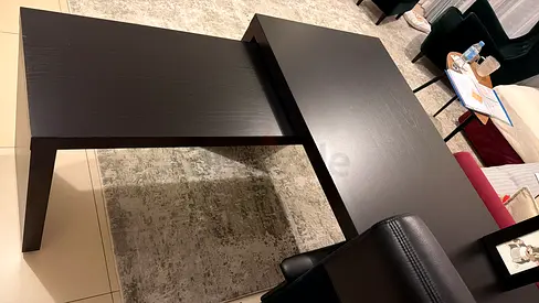 L-shaped Black Wood study Table / Side Table - Good Condition