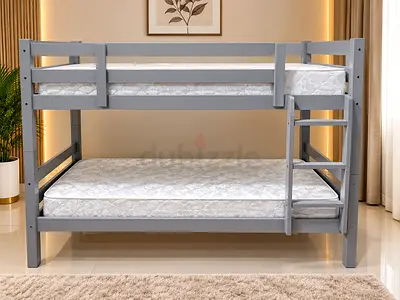 Grey Bunk Bed with Two Mattresses - Good Condition