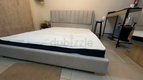 King size Bed Set including Matress with head side cushin,Bed,Bed side table