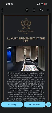 Spa voucher for sale