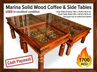 Marina solid wood coffee and side tables set