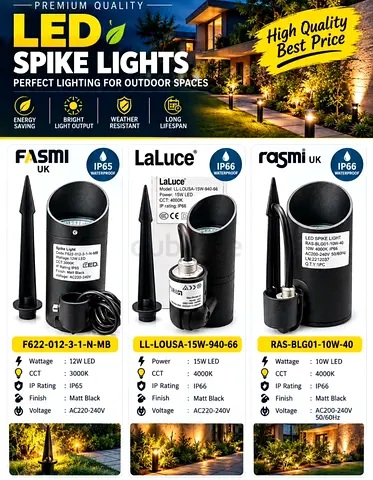 Outdoor LED Spike Garden Lights - Weatherproof Spike Pathway Lights (Set of 3 shown)