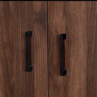 Wooden Cabinet / Cupboard Doors with Black Handles - Pair