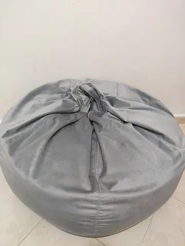Grey Velvet Bean Bag Chair - Comfortable Lounger