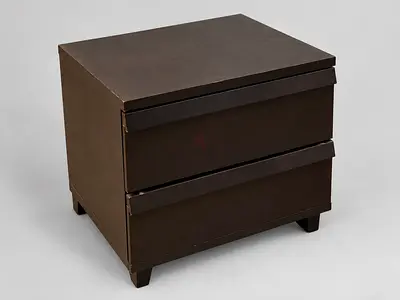 Dark Brown Wooden Nightstand with Two Drawers