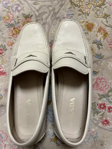 White Prada Leather Heels, Size 38 (Marked 48 2DD 001)