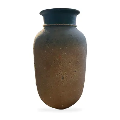 Rustic Textured Vase with Rope Detail H30 cm