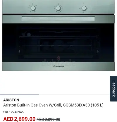 Urgent sale! Pick up from JVC today.Ariston built in gas oven