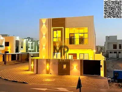 فيلا كورنر فاخرة للبيع في العامرة – عجمان، زاوية شارعين بتصميم مودرن راقٍ وموقع استراتيجي بالقرب من شارع الشيخ محمد بن زايد — فرصة مميزة للسكن والا