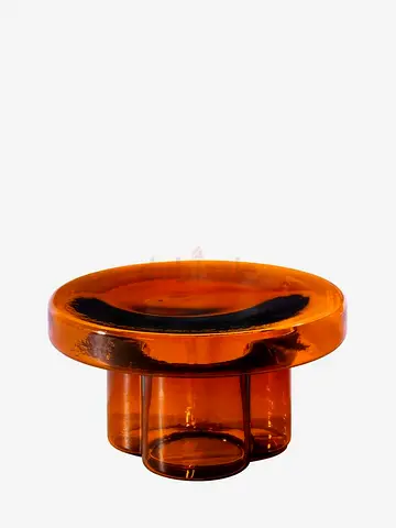 Amber Glass Side Table, Wide/Low, 55 cm x 30 cm