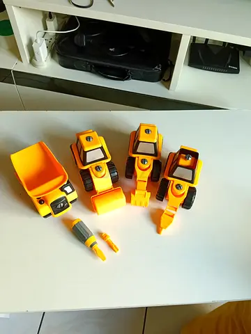 Set of 4 Yellow Construction Toy Vehicles with Accessories