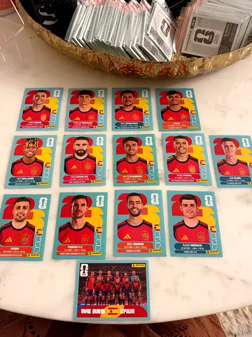 Lot of Spain World Cup Panini-style Football Player Sticker Cards - 13pcs