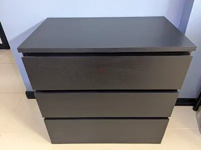 IKEA MALM chest of 3 drawers, black-brown