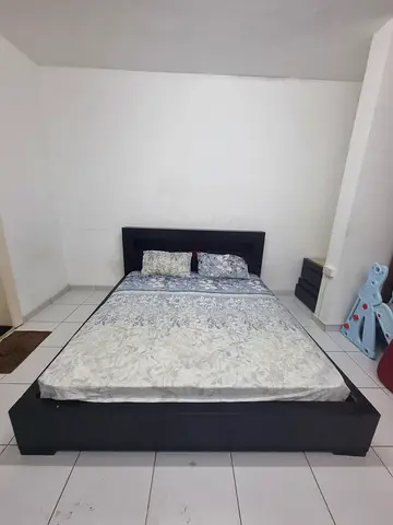 King size bed with mattress & matching side tables for sale