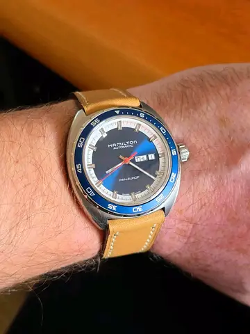 Hamilton Pan Europ Automatic H-30 Men's Watch - Blue Dial, Leather Strap