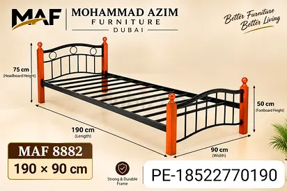 Single Metal & Wood Bed Frame 190x90 cm