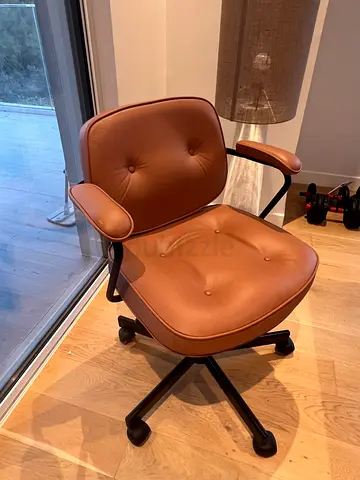 IKEA ALEFJALL swivel office chair leather golden-brown