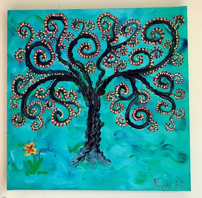 Picture / Wall Hanging - Pair of Tree Paintings on Canvas