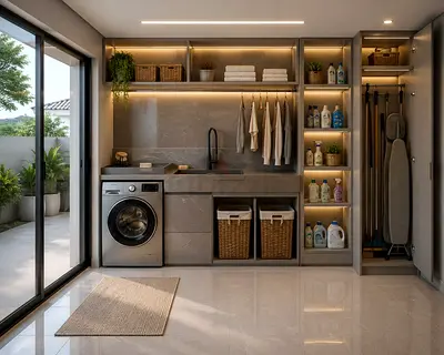 Modern wooden Laundry Room