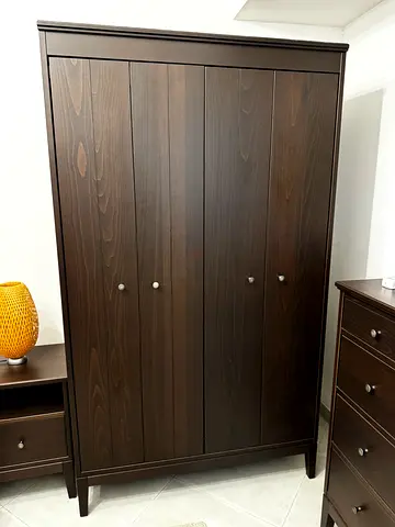 Dark Wood 2-Door Wardrobe / Armoire in Good Condition