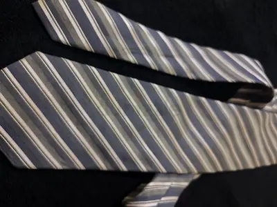 Grey and white striped silk men's tie - classic design