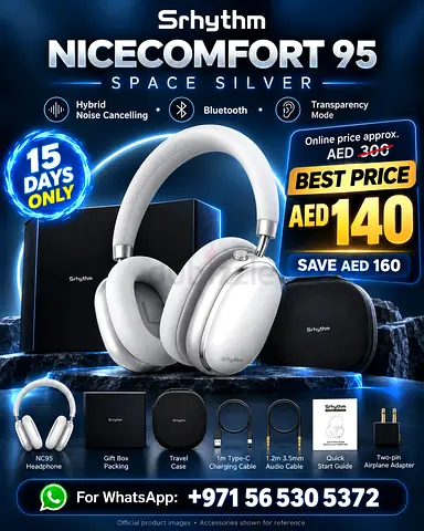 Srhythm NiceComfort 95 Wireless ANC Headphones - Space Silver