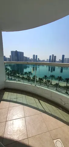 *For Rent: 3-Bedroom Apartment with a Living Area in Al Khan – Stunning Direct Lake View – Includes